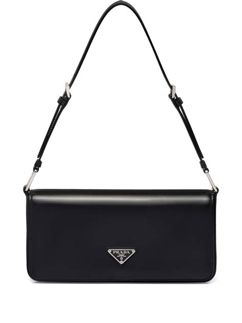 brushed leather shoulder bag Prada